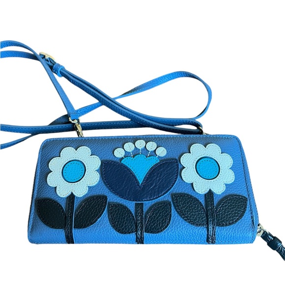 New w/o tags Brighton BLUEPRINT flower Wallet Crossbody w/ detachable st… - Picture 5 of 7